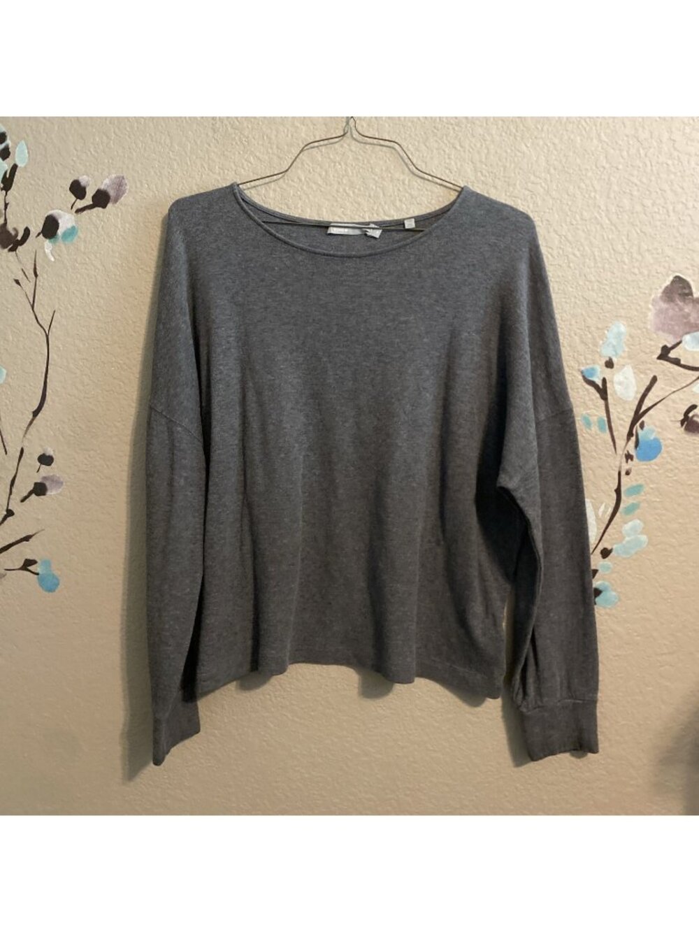 Vince Cotton Modal Slub Grey Oversized Long Sleeve Shirt XL Minimalist